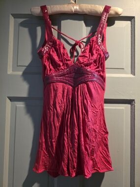 Sky Pink Sequin Trim Sleeveless Tunic